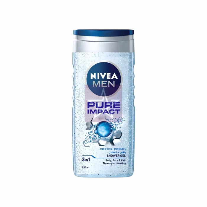 Nivea Men Pure Impact 3 In 1 Shower Gel - 250ml, SKU: 4005808765560