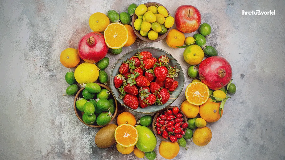 Fresh fruits in the diet