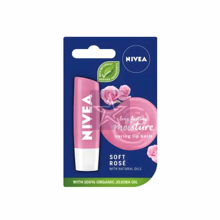 Nivea Long lasting Moisture Caring Lip Balm - Soft Rose - 5.5ml, SKU: 4005900568922