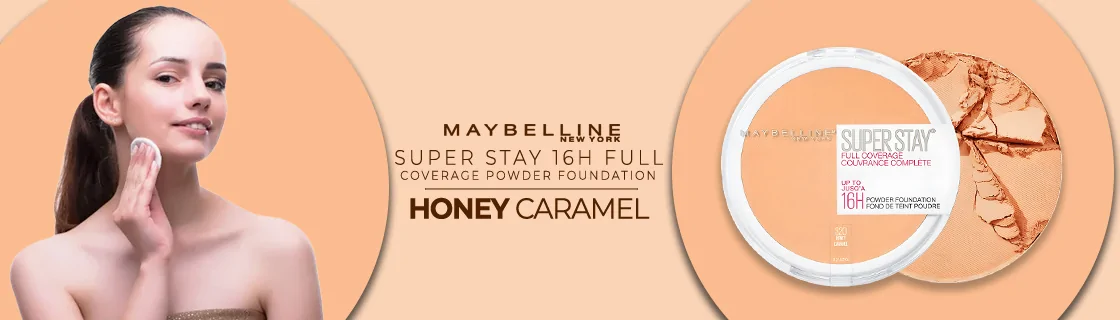 Maybelline Super Stay Powder Foundation - 320 honey Caramel, 16H Full Coverage 