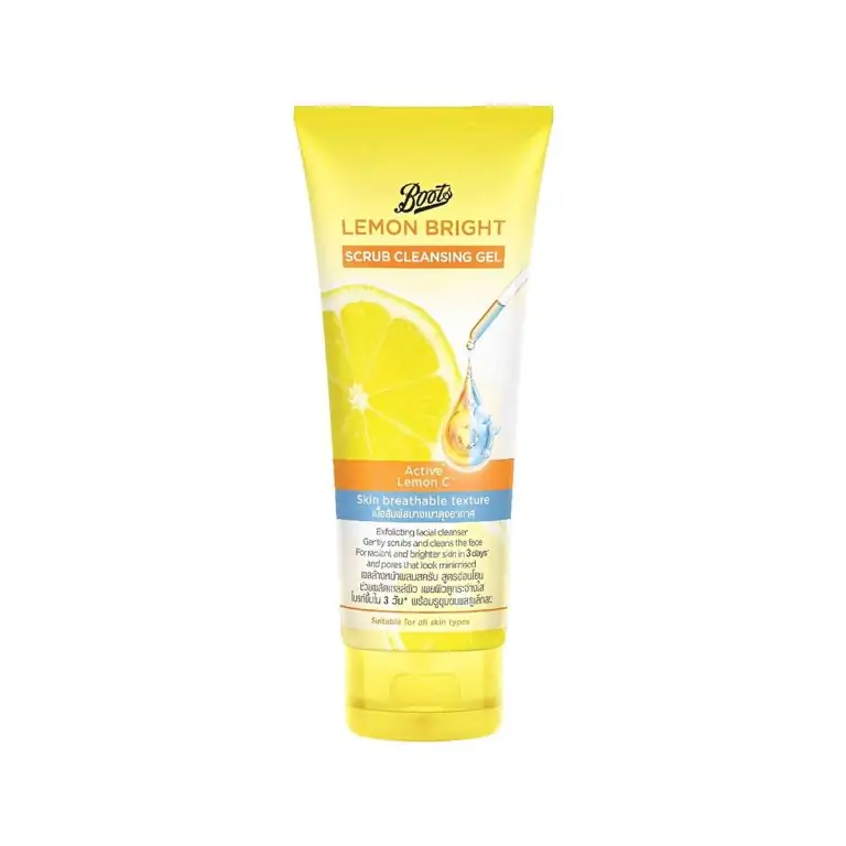 Boots Lemon Bright Scrub Cleansing Gel 100ml, SKU:5000167353914