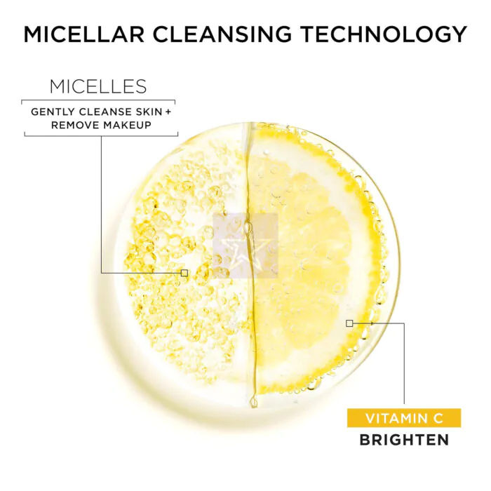 Garnier Micellar Water with Vitamin C, Facial Cleanser & Makeup Remover, Brightening & Hydrating
