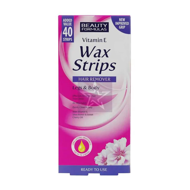 Beauty Formulas Vitamin E Hair Remover Wax Strips For Legs & Body - 40 Strips, SKU: 5012251009003