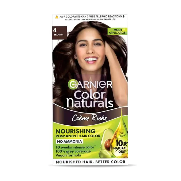 Garnier Color Naturals Creme Riche Nourishing Permanent Hair Color – 4 Brown - 70ml + 60gm, SKU: 8901526204489